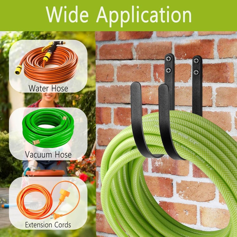 Lifyzoon Garden Hose Holders Mount: Wall Mount Garden Hose Hangers for Outside - 2Pcs Rust-Proof Water Hose Racks Hanging Hooks for Outside Expandable Hose - Image 3